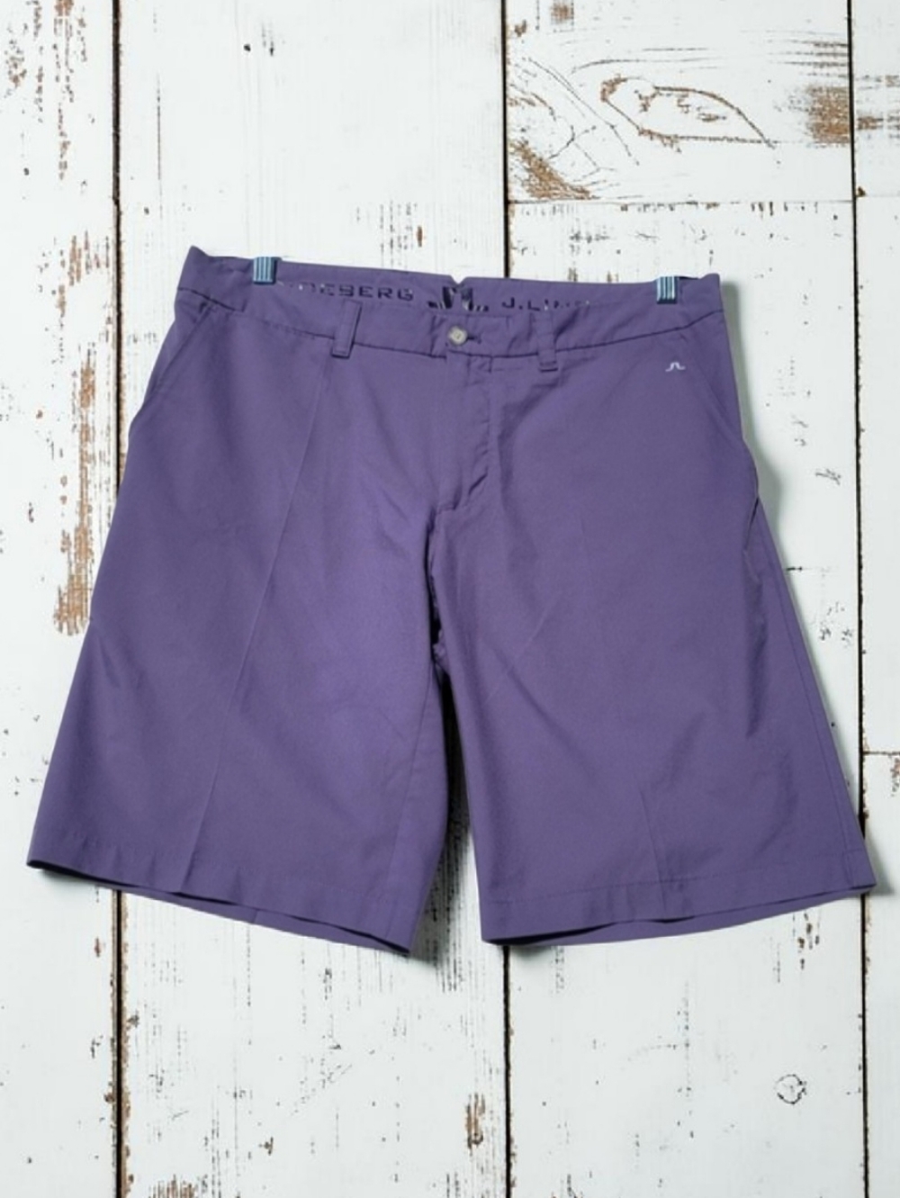 J.Lindeberg Men's Purple Flat Front Golf Shorts